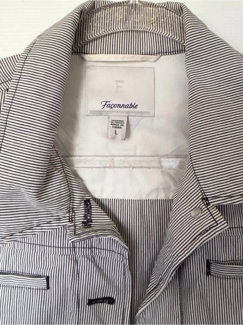 Faconnable Light Gray Pinstripe Shirt Jacket - Picture 2 of 15